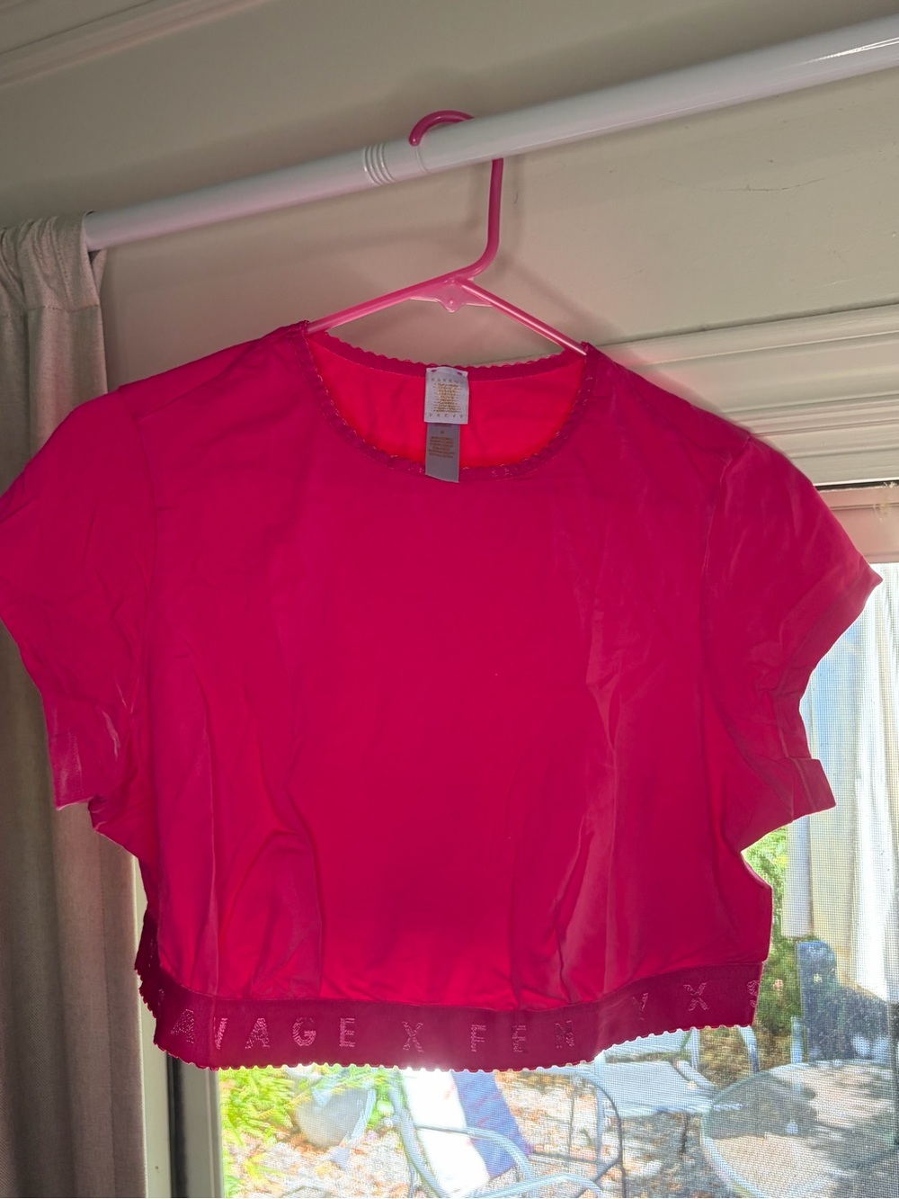 Savage X Fenty Hot Pink Short Sleeve Crop Top